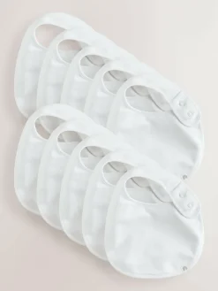 Next White Baby Bibs 10 Pack^ Unisex|Bibs