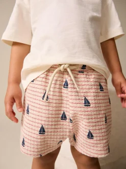 Online Next Short Sleeve T-Shirt and Shorts Set (3mths-7yrs) White Boat Embroidery