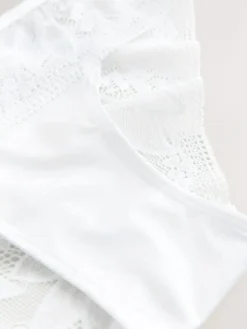 Clearance Next Brazilian Lace & Microfibre Knickers 2 Pack White
