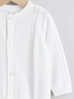 Next White Cable Knitted Baby Cardigan