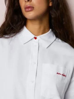 Next Casual Long Sleeve Cropped Shirt with Pocket Embroidery^Women Blouses & Shirts