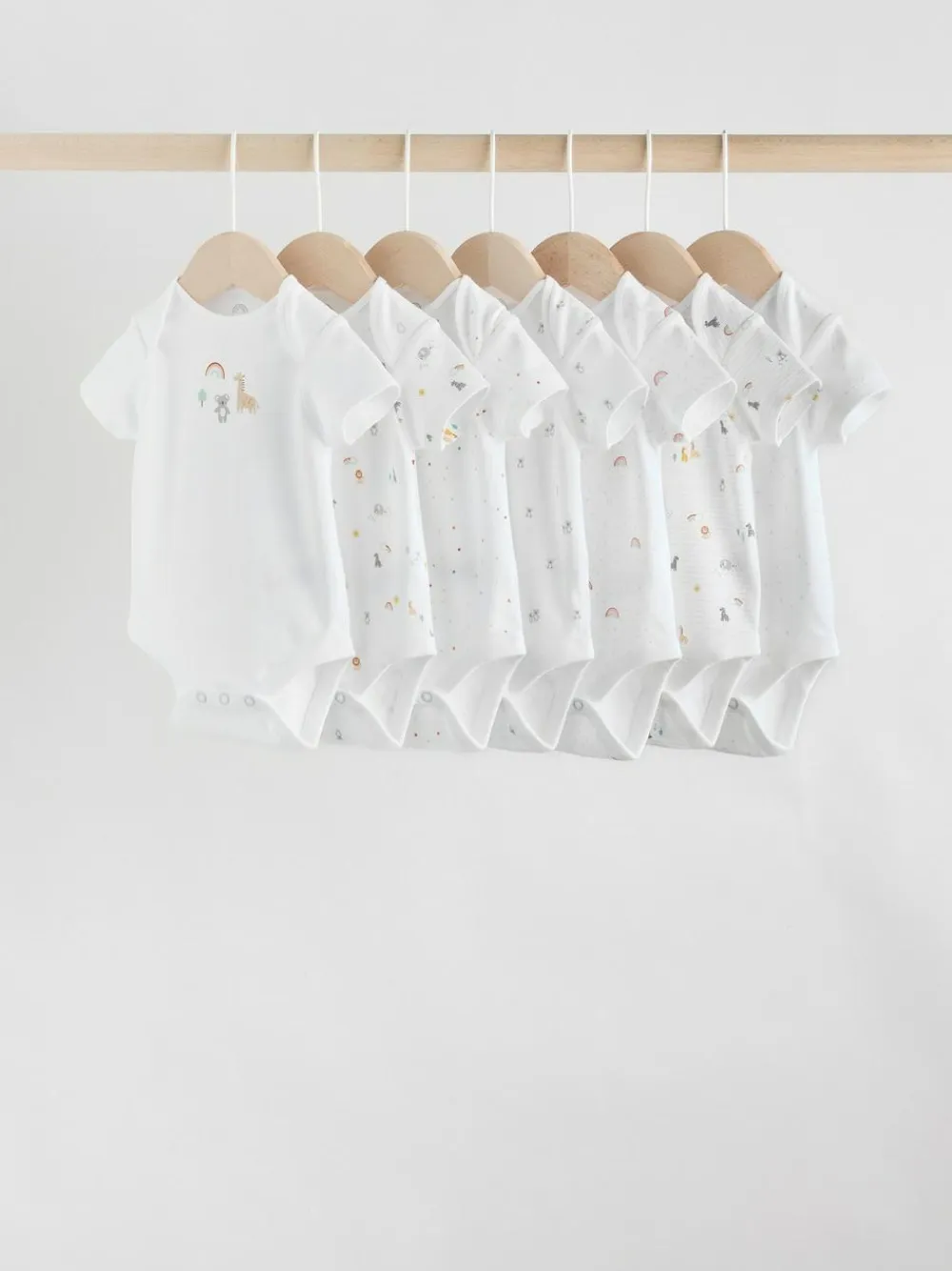 Next White Character 7 Pack Baby Short Sleeve Bodysuits^BOY Unisex|Bodysuits & Vests