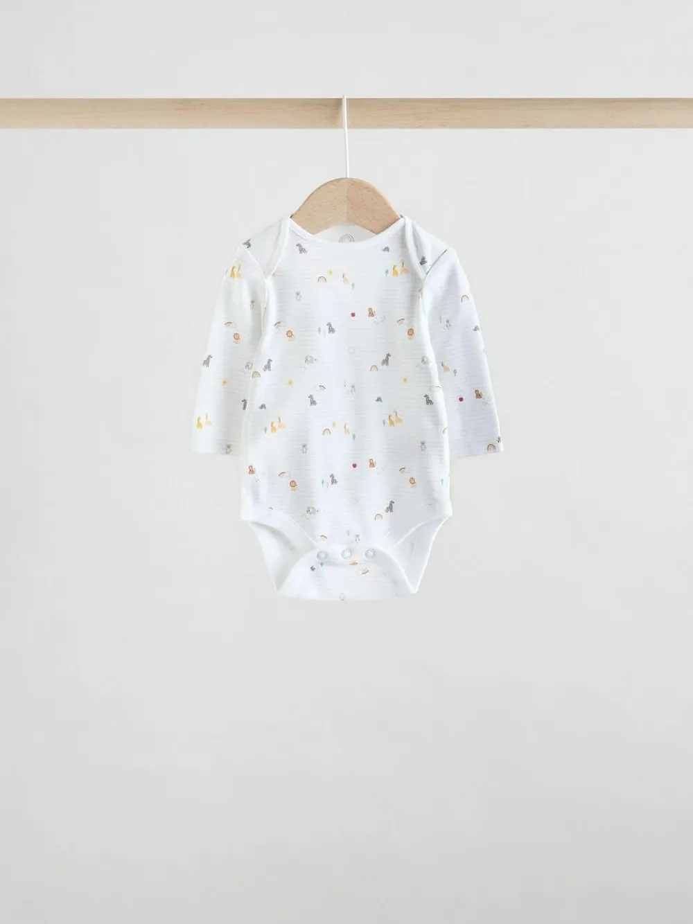 Hot Next White Character 5 Pack Long Sleeve 100% Cotton Baby Bodysuits