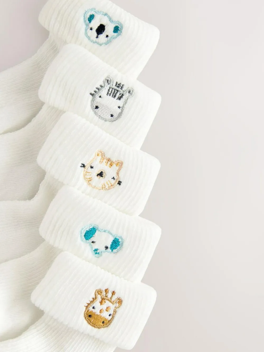 Clearance Next Embroidered Roll Top Socks 5 Pack (0mths-2yrs) White Character