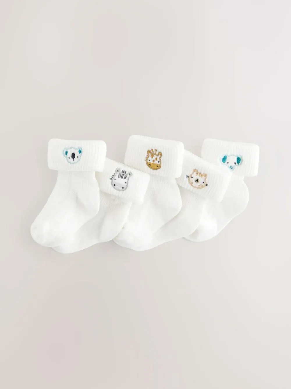 Clearance Next Embroidered Roll Top Socks 5 Pack (0mths-2yrs) White Character