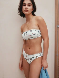 Next White Conversational Broderie Bandeau Bikini Top^Women Swimwear