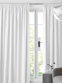 Hot Next White Cotton Blackout/Thermal Pencil Pleat Curtains