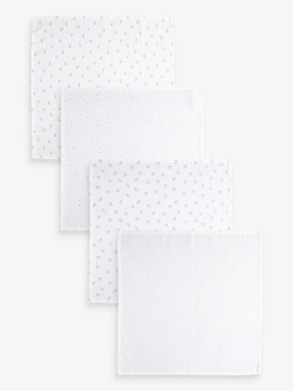 Clearance Next Baby Muslins Cloths 4 Pack White Delicate Animal