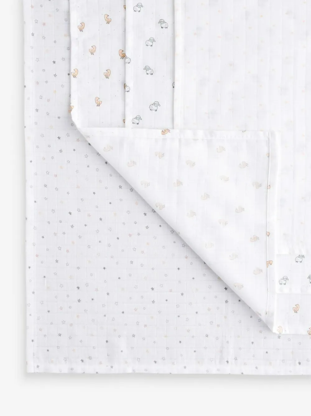 Clearance Next Baby Muslins Cloths 4 Pack White Delicate Animal