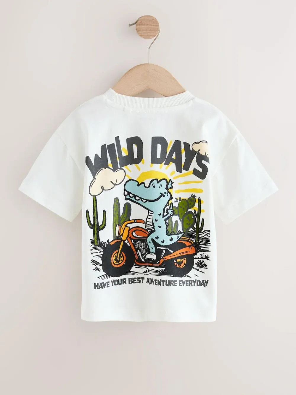 Next White Dinosaur Oversized Short Sleeve Back Print T-Shirt (3mths-7yrs)^BOY Tops|T-Shirts