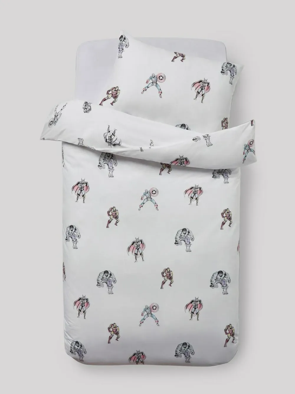 Next White Disney Marvel Avengers 100% Cotton Duvet Cover and Pillowcase Set