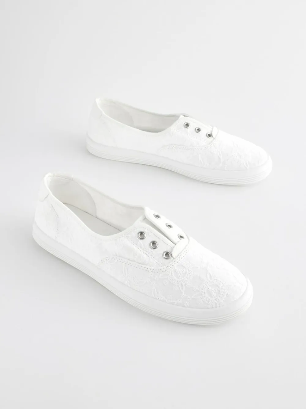Next Embroidered Laceless Canvas Slip On Trainers^Women Sneakers