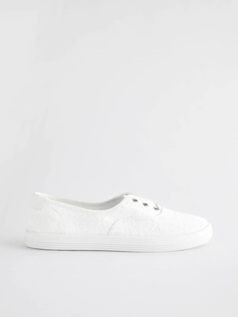 Next Embroidered Laceless Canvas Slip On Trainers^Women Sneakers