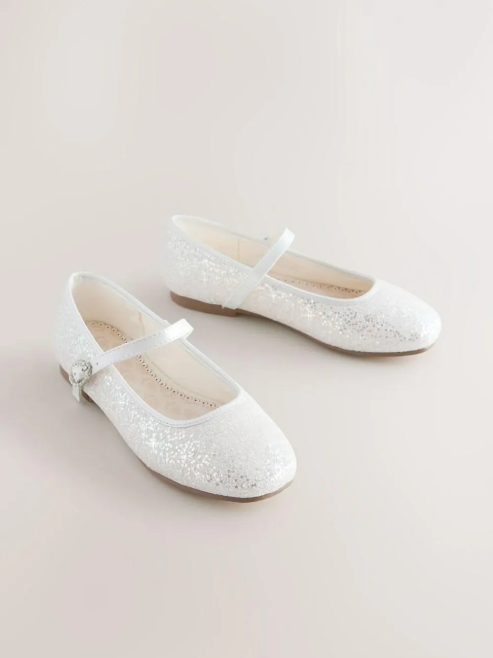 Best Next White Glitter Standard Fit (F) Mary Jane Occasion Shoes