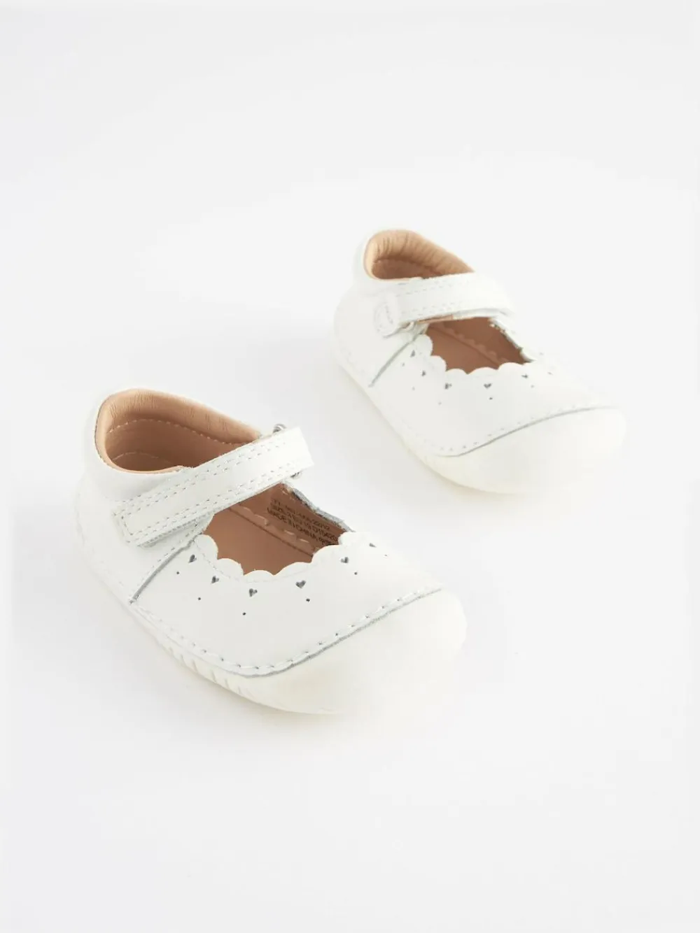Hot Next White Leather Wide Fit (G) Crawler Mary Jane Shoes