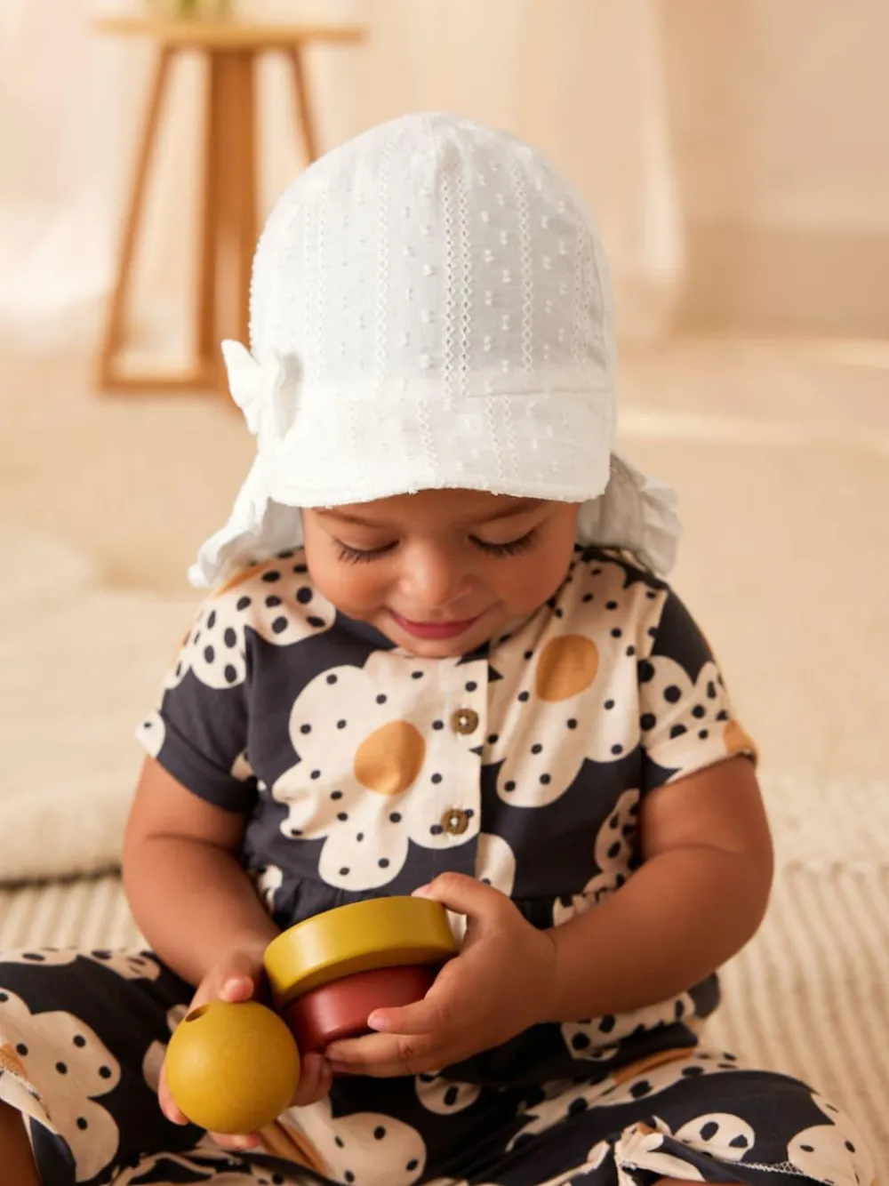 New Next White Legionnaire Baby Hat (0mths-2yrs)