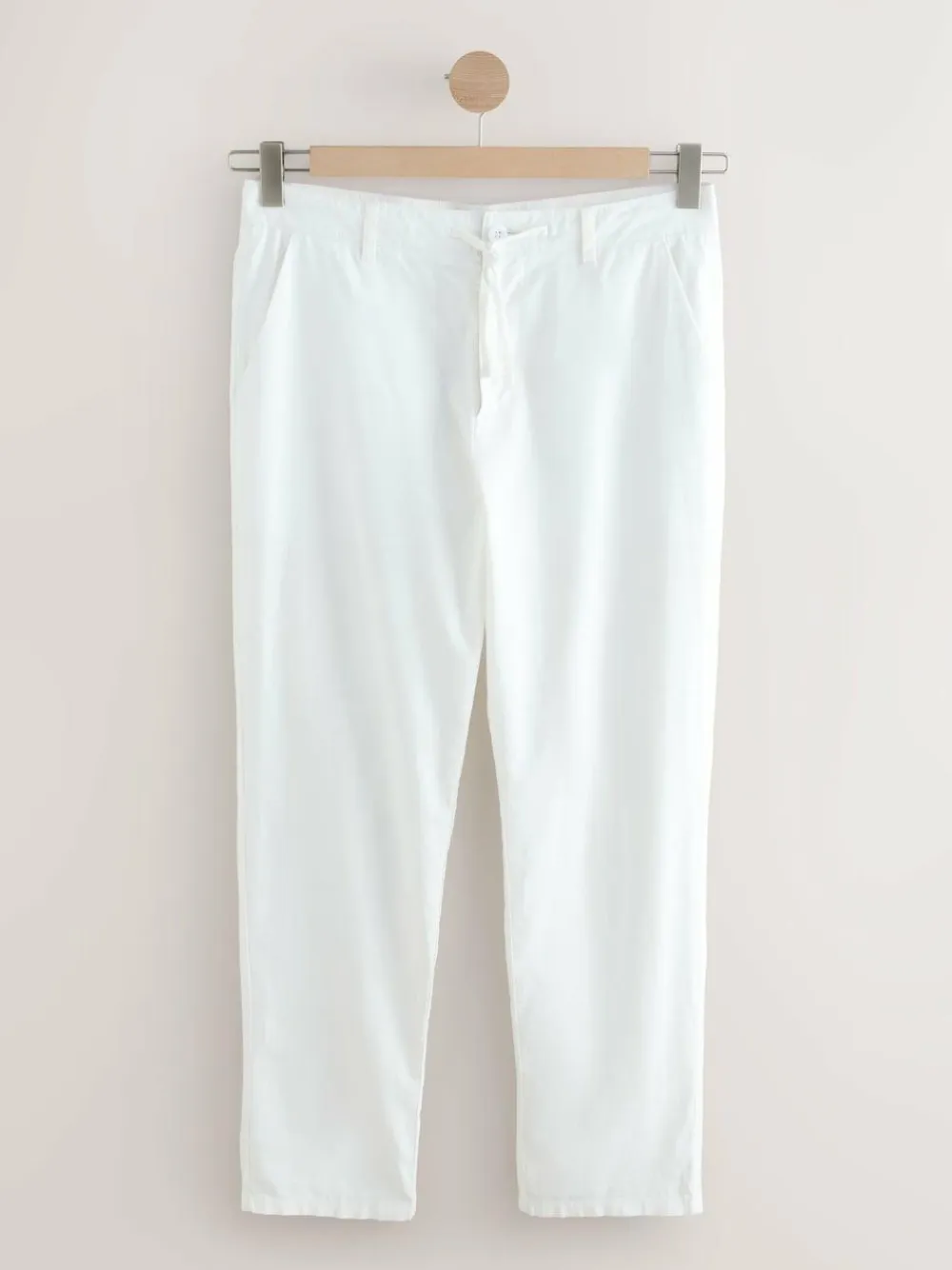 Next White Linen Blend Trousers