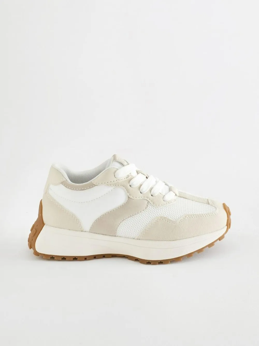 New Next White Neutral Lace-Up Chunky Trainers