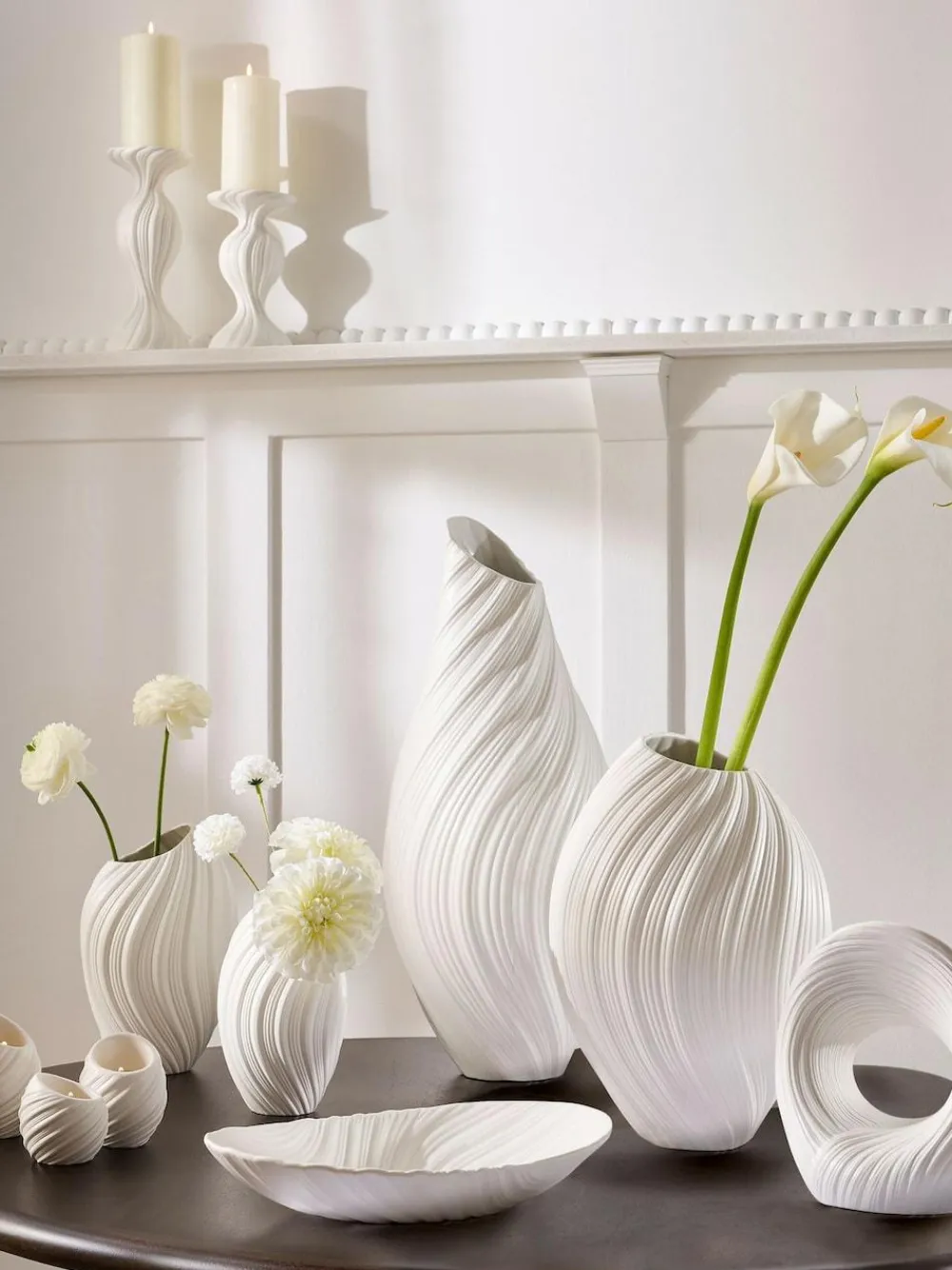 Next White Pleated Ceramic Large Vase^ Vases