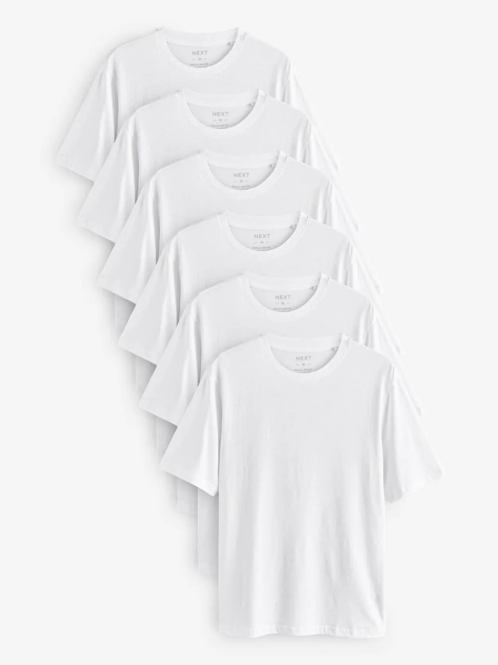 Next White Regular Fit Essential Cotton T-Shirts 6 Pack^ Nightwear|Tops & T-Shirts