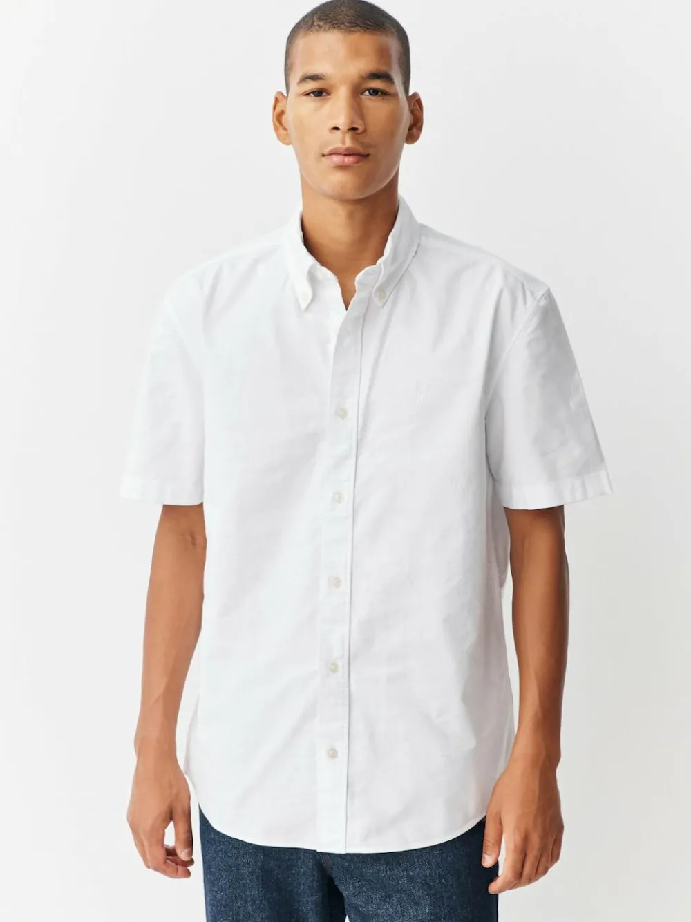 Next White Regular Fit Short Sleeve Oxford Shirt^ Shirts