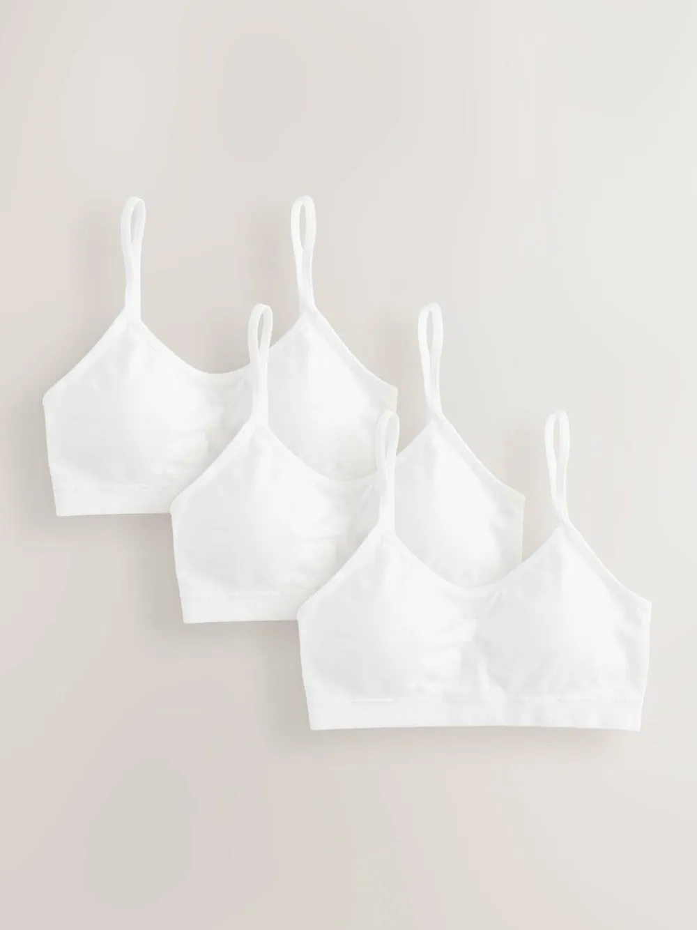 Sale Next White Seamfree Strappy Crop Tops with Removable Lightly Padded Cups 3 Pack (7-16yrs)