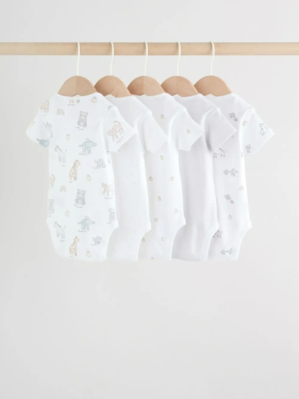 Next White Short Sleeve Baby Bodysuits 5 Pack^BOY Unisex|Bodysuits & Vests