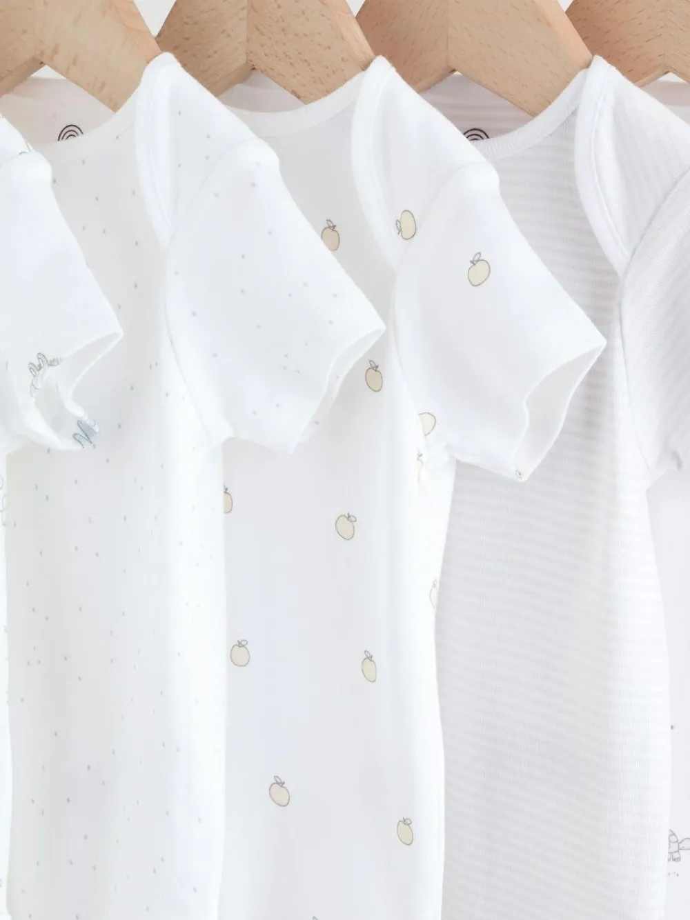 Next White Short Sleeve Baby Bodysuits 5 Pack^BOY Unisex|Bodysuits & Vests