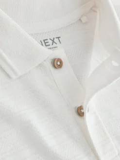 Clearance Next Short Sleeve Textured Polo Shirt and Shorts Set (3mths-7yrs) White