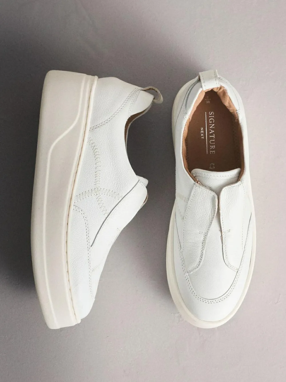 Next Signature Leather Chunky Wedge Platform Trainers^Women Sneakers