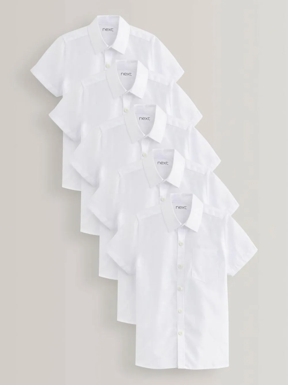 Outlet Next White Slim Fit 5 Pack Short Sleeve School Shirts (3-17yrs)