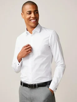 Next Slim Fit Easy Care Double Cuff Smart Shirt^ Shirts|Occasionwear