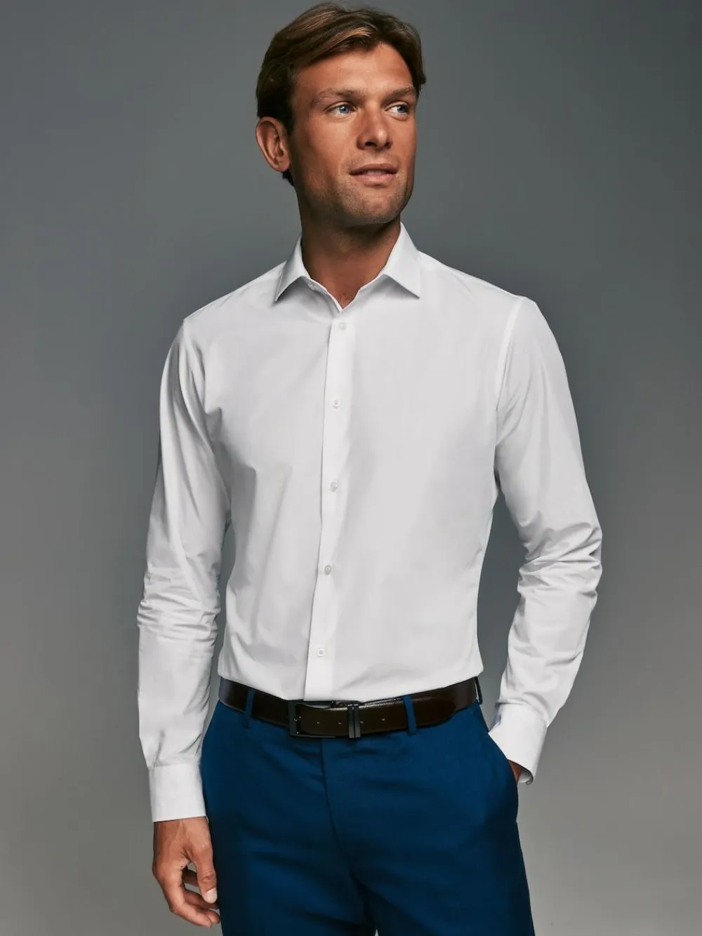 Clearance Next White Slim Fit Single Cuff Easy Care Smart Shirts 3 Pack