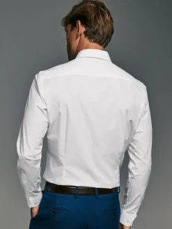 Clearance Next White Slim Fit Single Cuff Easy Care Smart Shirts 3 Pack