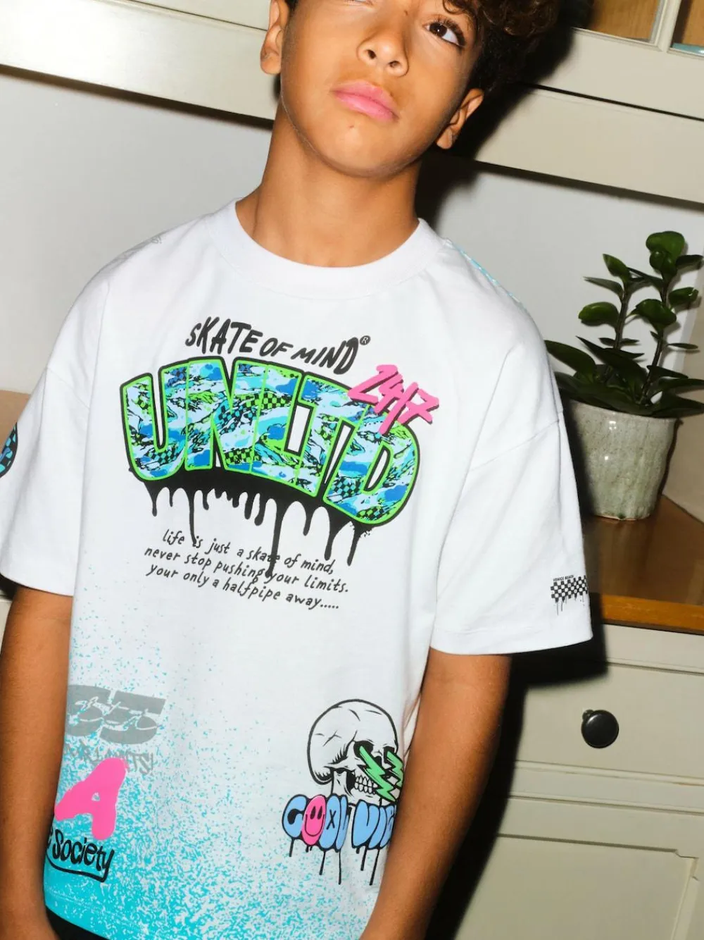 Next White Spray Graffiti Relaxed Fit Short Sleeve Graphic T-Shirt (3-16yrs)^BOY T-Shirts
