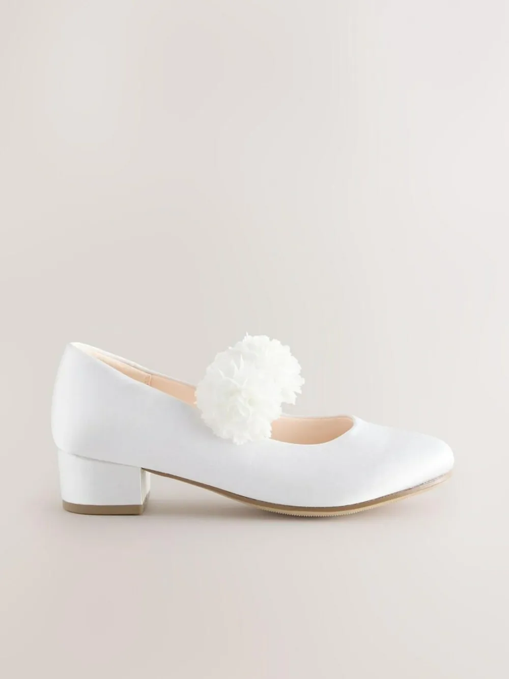 Online Next Standard Fit (F) Occasion Heeled Corsage Shoes White Stain Resistant Satin