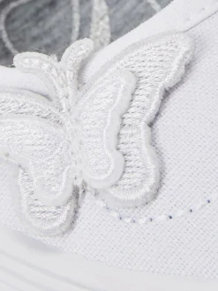 Online Next Standard Fit (F) Butterfly Embroidered School Plimsoll Shoes White