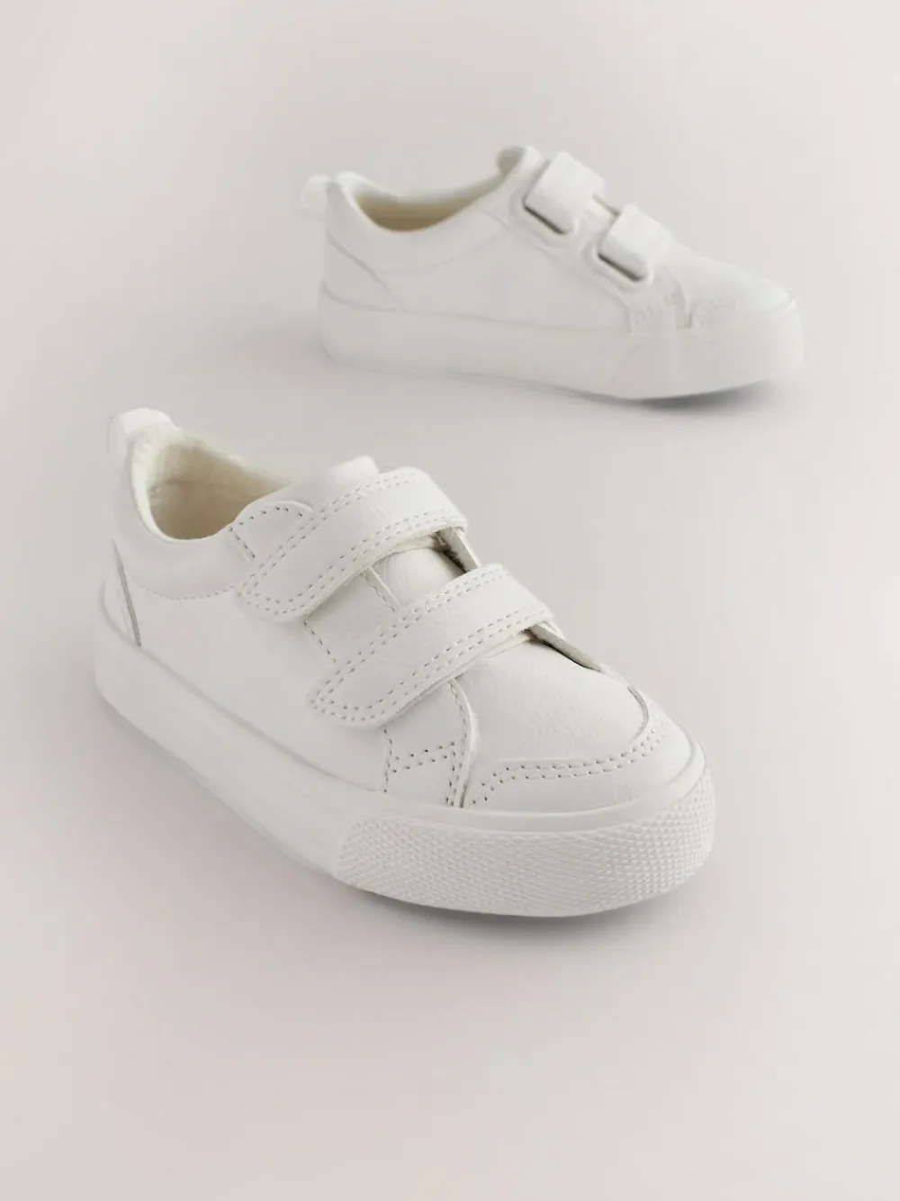 Online Next Standard Fit (F) Two Strap Touch Fastening Trainers White