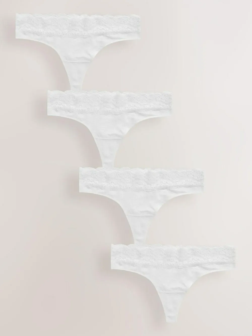 Discount Next White Thong Cotton Lace Knickers 4 Pack