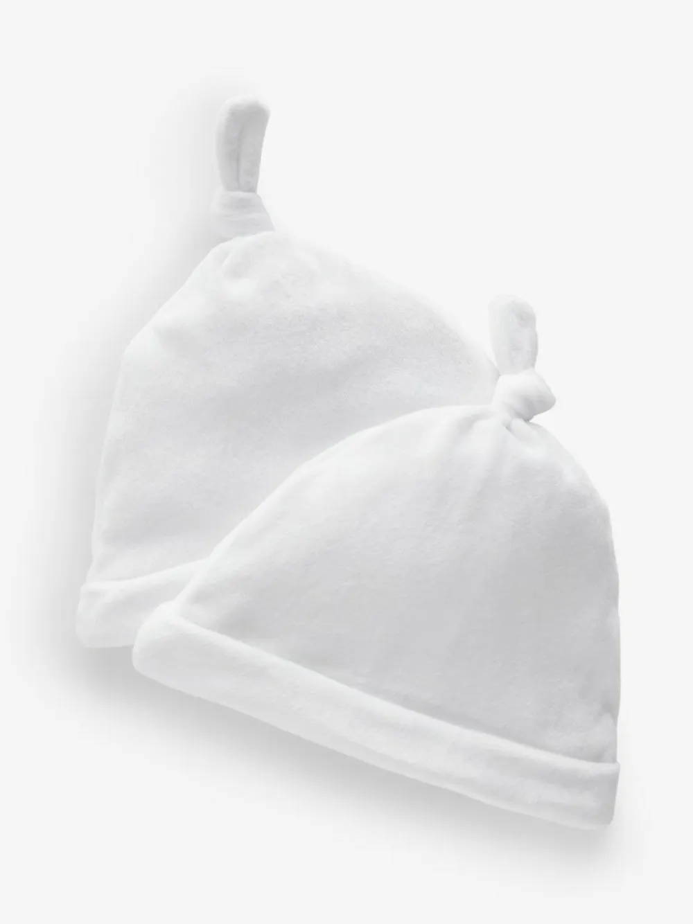 Outlet Next White Velour Baby Tie Top Hats 2 Pack (0-12mths)