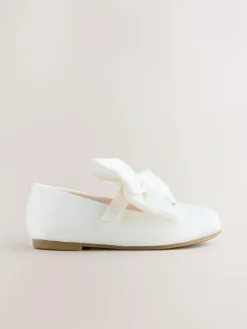 Next White Wide Fit (G) Bow Satin Flower Occasion Mary Jane Shoes^ Shoes|Occasionwear
