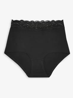 Next White/Black/Grey Full Brief Cotton Lace Knickers 4 Pack^Women Panties