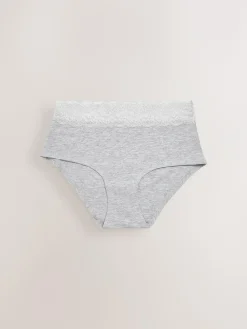 Best Next Midi Cotton Lace Knickers 4 Pack White/Black/Grey