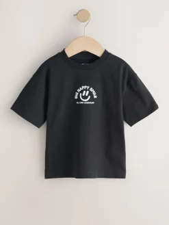 Next Small Short Sleeve Graphic T-Shirts 5 Pack (3mths-7yrs) White/Blue/Green/Black/Purple