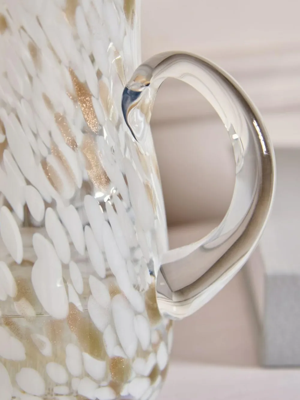 New Next White/Gold Jug Confetti Glass Flower Vase