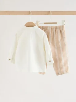 Online Next Shirt and Trousers Baby Set (0mths-3yrs) White/Orange Stripe