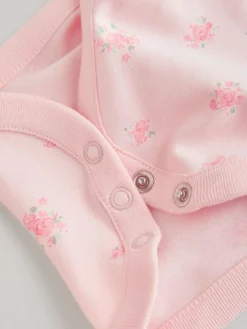 Best Next White/Pink 5 Pack Vest Baby Bodysuits