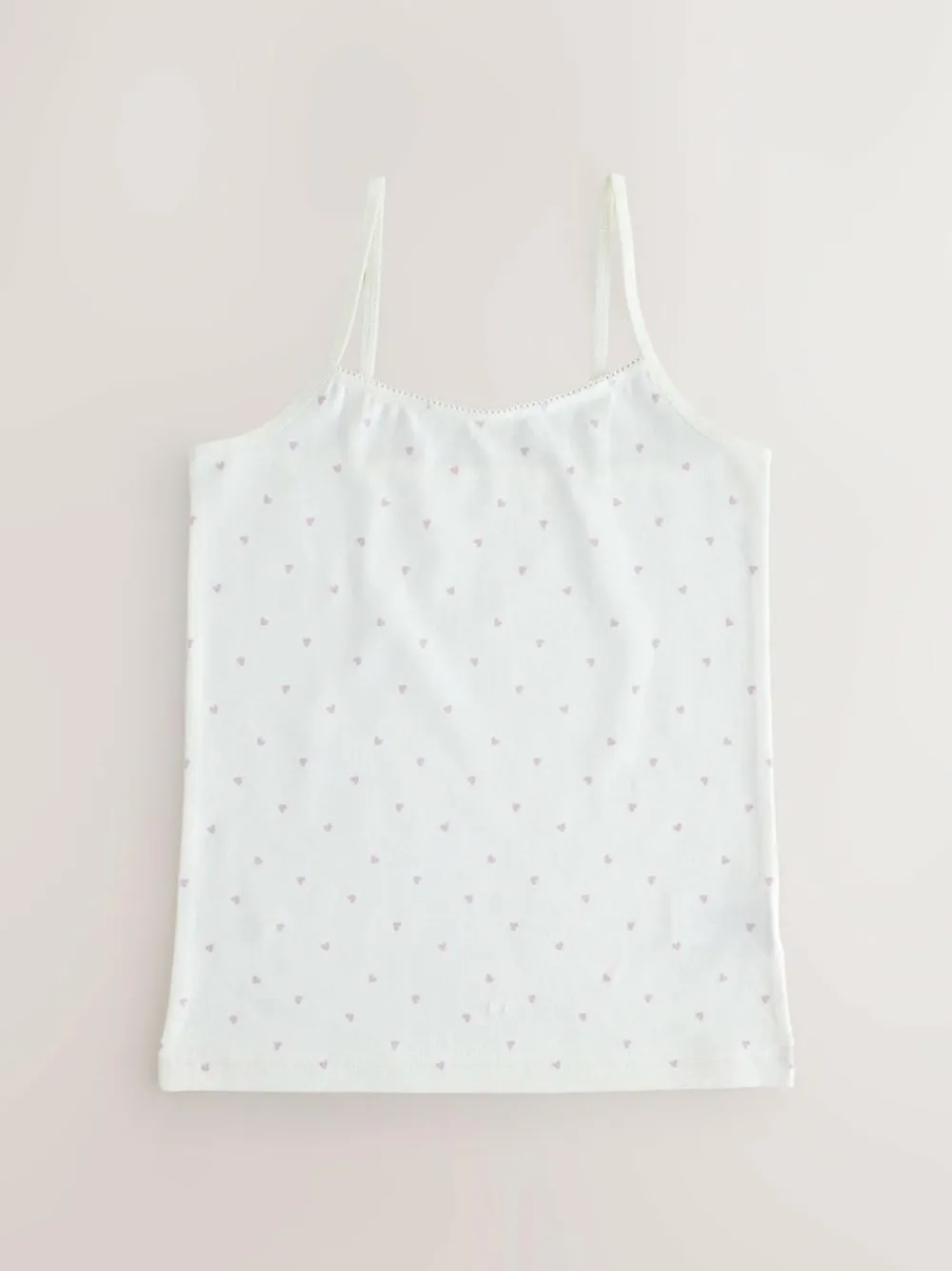 Clearance Next White/Pink Ditsy Printed Strappy Cami Vests 3 Pack (1.5-16yrs)