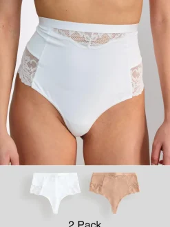 Next Tummy Control Light Shaping High Waist Thongs 2 Pack^Women Shapewear