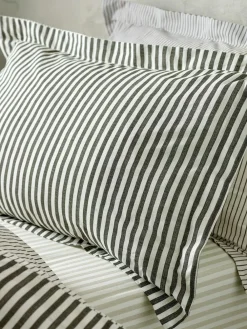 Yard Black Hebden Striped 100% Cotton Duvet Cover and Pillowcase Set^ Branded Bedlinen